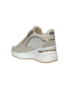 KEYS K-9041 sneakers donna in pelle camoscio e tela beige oro Keys - 4 Keys scarpe donna con rialzo posteriore in vera pelle e c