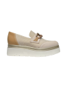 COMART 2C5153 mocassini donna in pelle e tela beige Comart - 1 Comart scarpe donna con zeppa in vera pelle e tessuto 