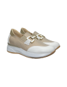 COMART 5D5086 slip on donna in pelle e tessuto bianco e tortora Comart - 2 Comart scarpe donna in vera pelle e tela color tortor