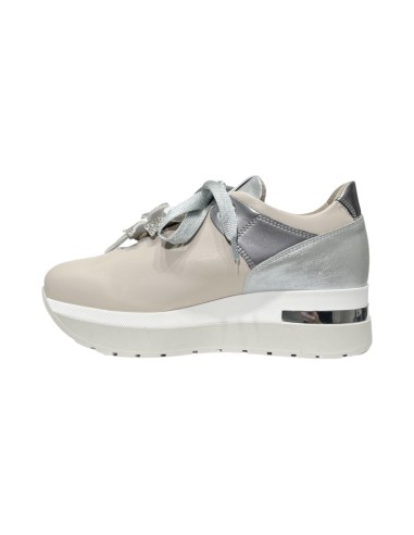 COMART 9B5181 sneakers donna in pelle color panna Comart - 4 Comart scarpe donna casual in vera pelle con decorazioni brillantin