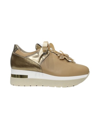 COMART 9B5181 sneakers donna in pelle color camel Comart - 1 Comart scarpe donna casual in vera pelle con decorazioni brillantin