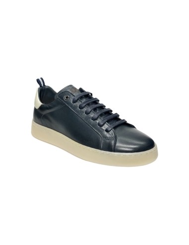 EXTON 324 sneakers uomo in pelle blue Exton - 2 Exton scarpe casual uomo in vera pelle blu e panna 