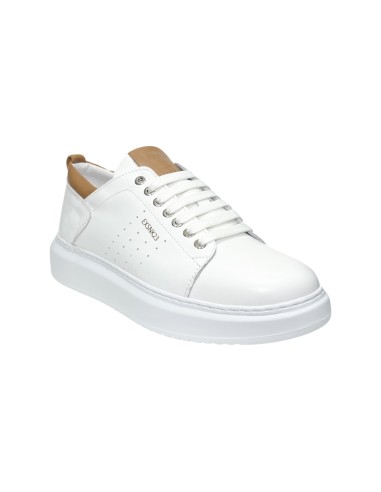 EXTON 952 sneakers uomo in pelle bianco e cuoio Exton - 2 Exton scarpe casual uomo in vera pelle bianco e cuoio 