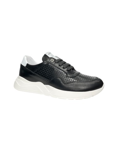 EXTON 844 sneakers uomo in pelle nero e bianco Exton - 2 Exton scarpe casual uomo in vera pelle traforata nero 