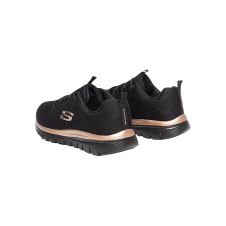 Skechers 12615/BKRG sneakers donna in tessuto nero