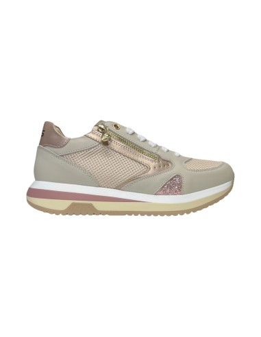 KEYS K-9230 sneakers donna in pelle e tessuto beige cipria Keys - 1 Keys scarpe casual donna in pelle beige e laminato cipria 