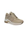 KEYS K-9020 sneakers donna in pelle beige e platino Keys - 3 Keys scarpe casual donna con rialzo pelle e vernice beige 