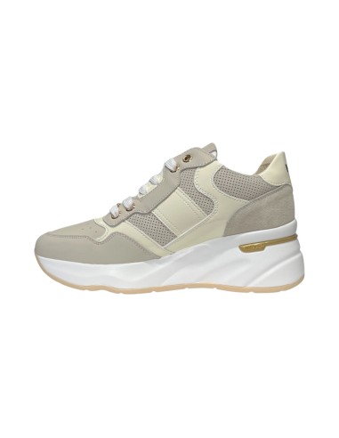 KEYS K-9043 sneakers donna in pelle e camoscio bianco beige Keys - 2 Keys scarpe casual donna con rialzo pelle camoscio e vernic