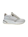 KEYS K-9063 sneakers donna in pelle bianco platino Keys - 1 Keys scarpe donna con rialzo in pelle platino e bianco 