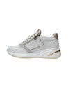 KEYS K-9063 sneakers donna in pelle bianco platino Keys - 2 Keys scarpe donna con rialzo in pelle platino e bianco 