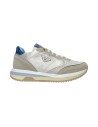 KEYS K-9232 sneakers donna in pelle beige e celeste Keys - 1 Keys scarpe casual donna in pelle e tessuto beige celeste 