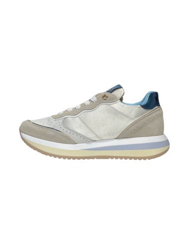 KEYS K-9232 sneakers donna in pelle beige e celeste Keys - 2 Keys scarpe casual donna in pelle e tessuto beige celeste 