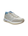 KEYS K-9232 sneakers donna in pelle beige e celeste Keys - 3 Keys scarpe casual donna in pelle e tessuto beige celeste 