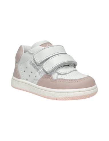 BALDUCCI MSP4581B scarpe bambina primi passi in pelle bianco e rosa Balducci - 2 Balducci scarpe bambina con doppio velcro in ve