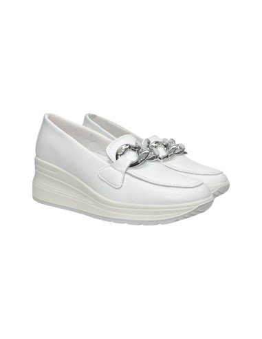 ENVAL SOFT 5760955 mocassini donna con zeppa in pelle bianco Enval Soft - 1 Enval Soft scarpe donna linea comoda con rialzo in v