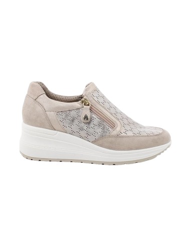 ENVAL SOFT 5760622 scarpe donna con zeppa in pelle taupe perla Enval Soft - 1 Enval Soft Slip on donna linea comoda in vera pell