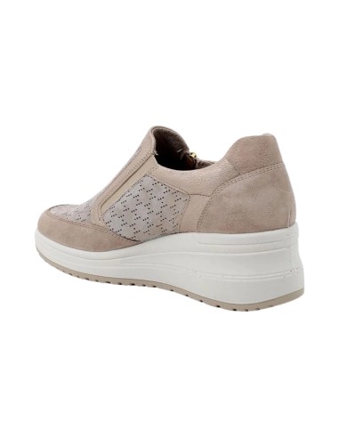 ENVAL SOFT 5760622 scarpe donna con zeppa in pelle taupe perla Enval Soft - 2 Enval Soft Slip on donna linea comoda in vera pell