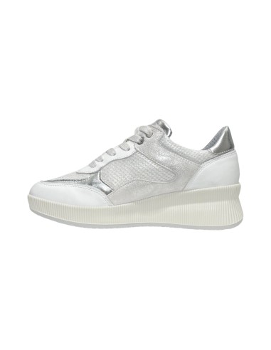 ENVAL SOFT 5768911 scarpe donna in pelle bianco silver Enval Soft - 3 Enval soft sneakers donna linea comoda in vera pelle bianc