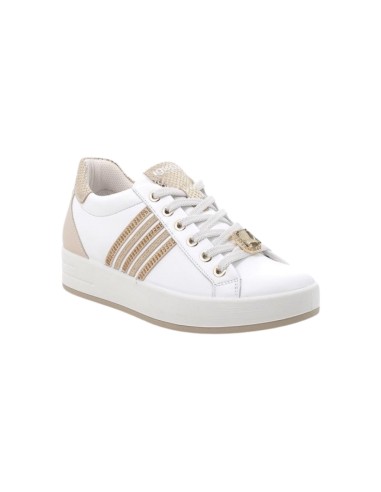 IGI&CO 5657211 scarpe donna in pelle bianco oro Igi&Co - 2 Igi&amp;Co sneakers donna casual in vera pelle bianco con accessori o