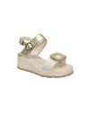 KEYS K-9670 sandali donna con rialzo in pelle color crema platino Keys - 2 Keys sandali estivi donna con zeppa in pelle crema co