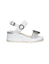 Keys K-9670 sandali donna in pelle color argento/bianco Keys - 1 Keys sandali donna in pelle con chiusura fibbia 