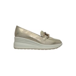 Enval Soft 7761222 mocassini donna in pelle laminata platino
