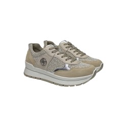 Igi&Co 7660522 sneakers donna in camoscio e pelle beige avorio 2