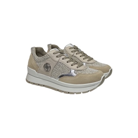 Igi&Co 7660522 sneakers donna in camoscio e pelle beige avorio