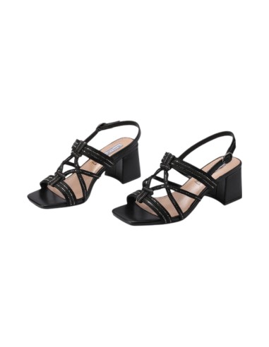 QUEEN HELENA ZM9692 sandali donna con tacco in similpelle nero Queen Helena - 2 Queen Helena Shoes sandali eleganti donna con ta