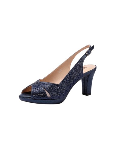 QUEEN HELENA S2877 sandali donna con tacco in raso brillantinato blu Queen Helena - 2 Queen Helena Shoes sandali eleganti donna 