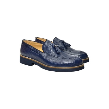 Exton 2174 mocassini uomo in pelle blu
