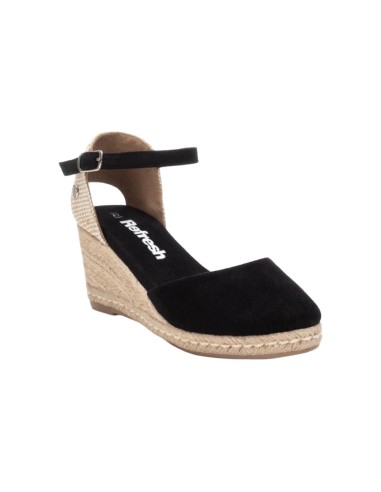 REFRESH 170770 sandali donna con rialzo in camoscio nero Refresh - 3 Refresh espadrillas donna con zeppa in camoscio nero 