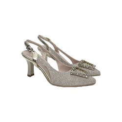 Sofia 8048 sandali donna in pelle satinato platino 2