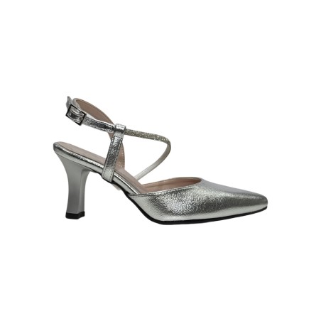 Sofia 8021 sandali donna in pelle laminata argento