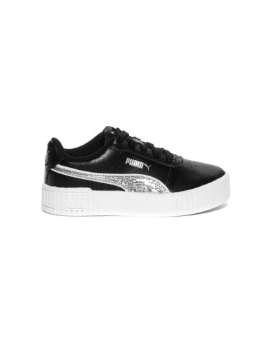 Puma Carina 2.0 Glitzy PS 386183 02 sneakers bambina in pelle nero e argento Puma - 1 Puma Carina 2.0 Glitzy scarpe sportive kid