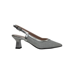 Sofia 360 sandali donna satinati in pelle laminata argento