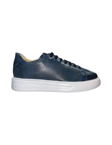 EXTON 218 sneakers uomo in pelle crust blu avio Exton - 2 Exton scarpe casual uomo in vera pelle microforata bluette 