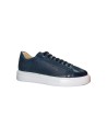 EXTON 218 sneakers uomo in pelle crust blu avio Exton - 3 Exton scarpe casual uomo in vera pelle microforata bluette 