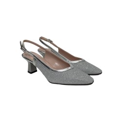 Sofia 360 sandali donna satinati in pelle laminata argento 2