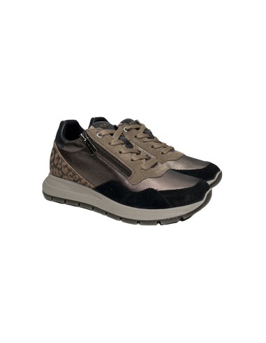 Igi&Co 6672566 sneakers donna in pelle e camoscio nero e bronzo Igi&Co - 1 Igi&amp;Co scarpe comode donna in vera pelle con chiu