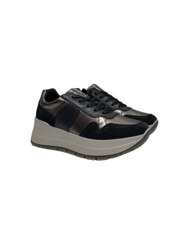 Igi&Co 6675400 sneakers donna in pelle e camoscio nero e bronzo Igi&Co - 1 Igi&amp;Co scarpe comode casual da donna in vera pell