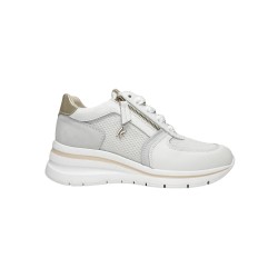 Keys K-10600 sneakers donna in pelle bianco grigio e oro