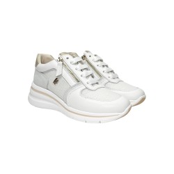 Keys K-10600 sneakers donna in pelle bianco grigio e oro 2