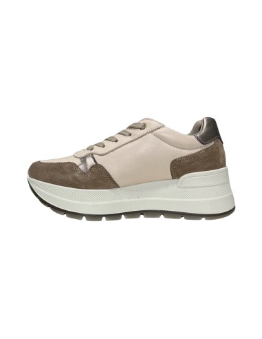 Igi&Co 6675411 sneakers donna in pelle e camoscio fango panna Igi&Co - 2 Igi&amp;Co scarpe comode casual da donna in vera pelle 