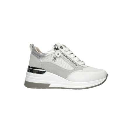 Keys K-10510 sneakers donna in pelle e camoscio bianco silver