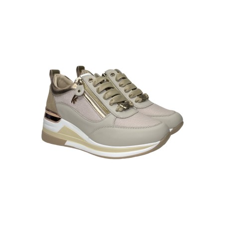 Keys K-10510 sneakers donna in pelle/camoscio beige/cipria