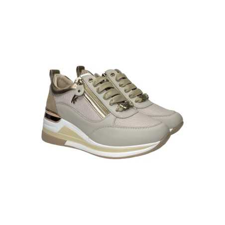 Keys K-10510 sneakers donna in pelle e camoscio beige cipria