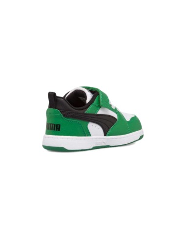 Puma Rebound V6 Lo AC Inf 397420 05 sneakers bambino in pelle verde e bianco Puma - 3 Puma Rebound V6 scarpe sportive da bambino