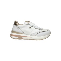 Keys K-10534 sneakers donna in pelle bianco oro cipria