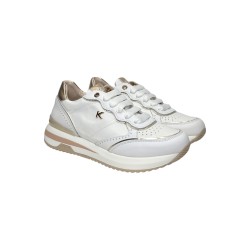 Keys K-10534 sneakers donna in pelle bianco oro cipria 2